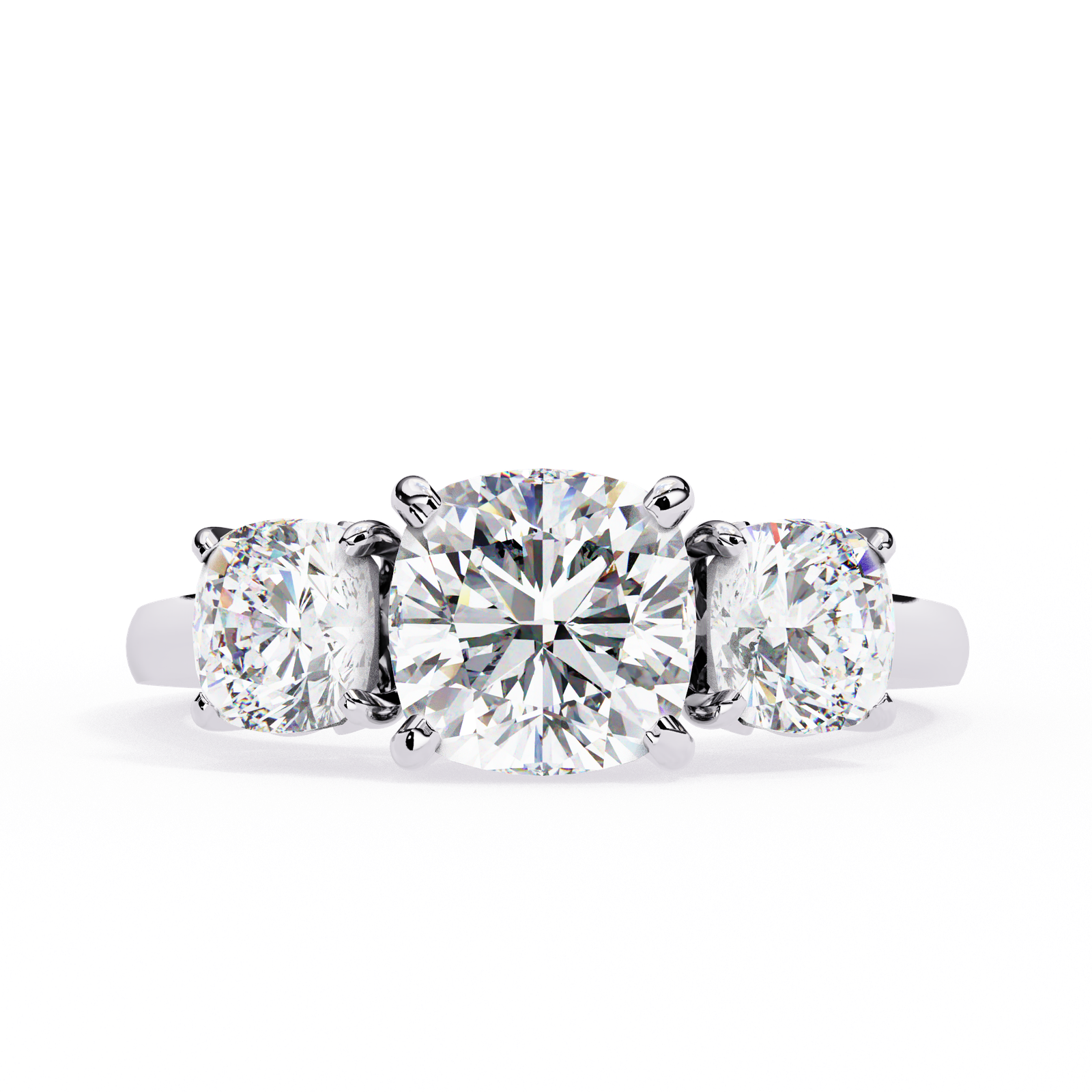 Three-Stone Cushion-Cut Diamond Engagement Ring